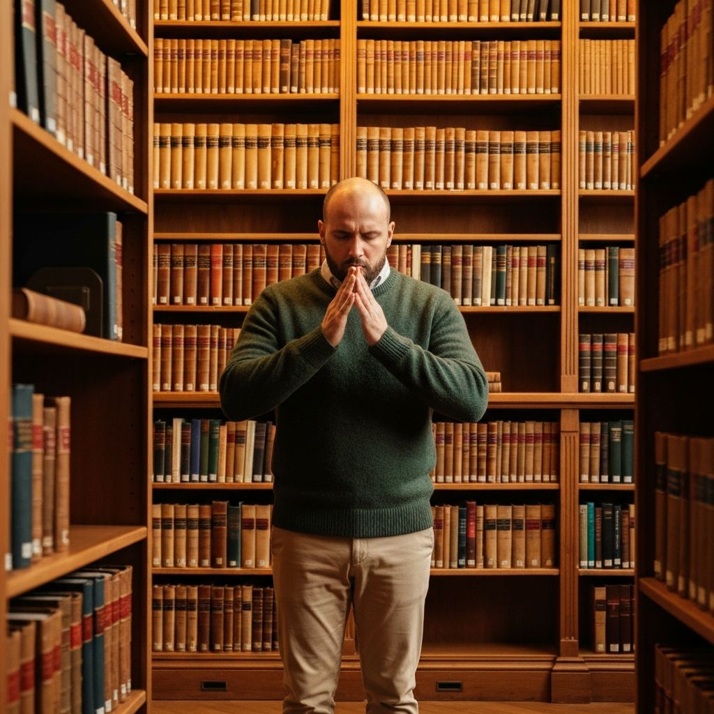 Man in peaceful environment practicing stress relief and breathing exercises